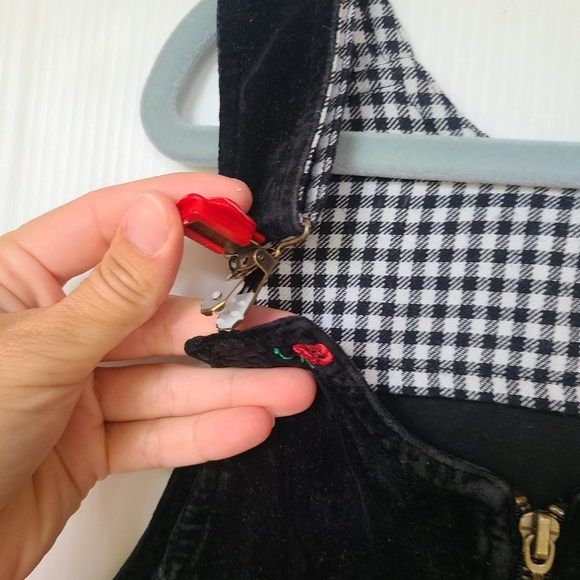 VINTAGE Tweety bird black velvet zip overall dress - Picture 6 of 11